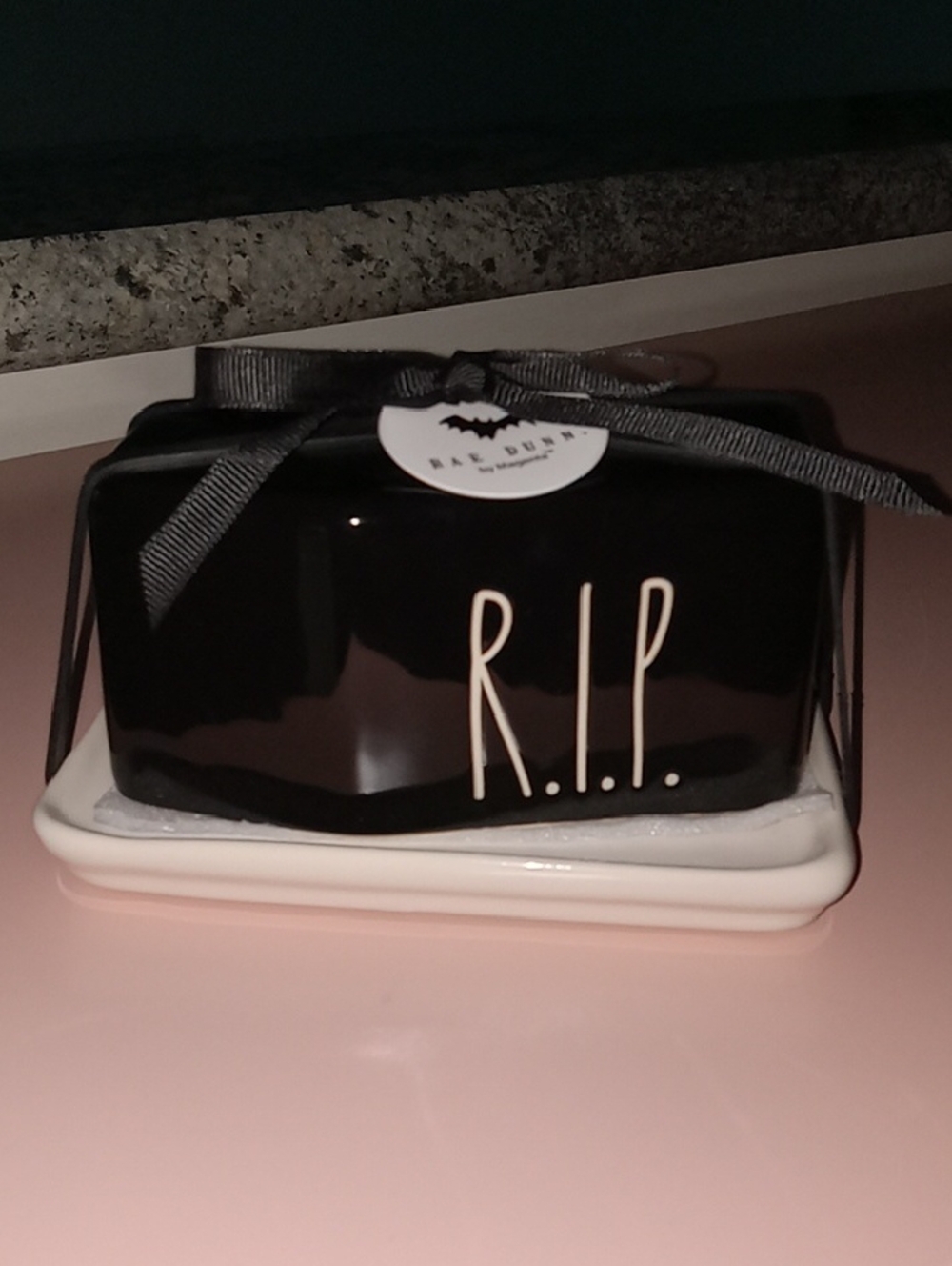 Rae Dunn Halloween Ceramic 'R.I.P.' Decorative Butter Dish